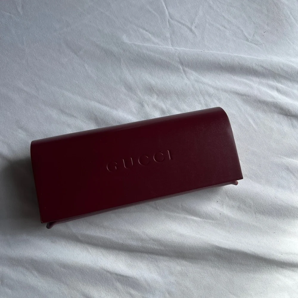 Brand New AUTH 2025 Gucci Leather Sunglasses Glasses Case Burgundy Wine Ancora